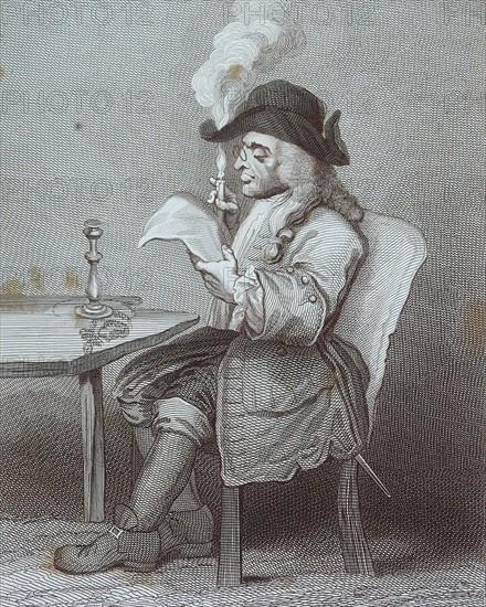 Engraving titled 'The Politician' by William Hogarth
