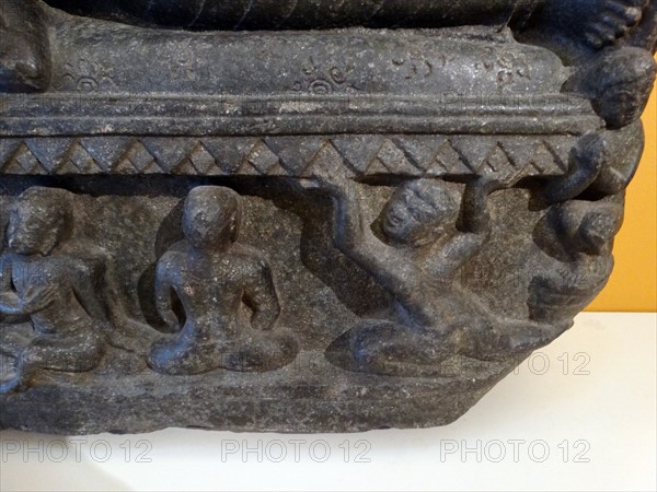 Basalt stupas depicting the death of the Buddha from Eastern India