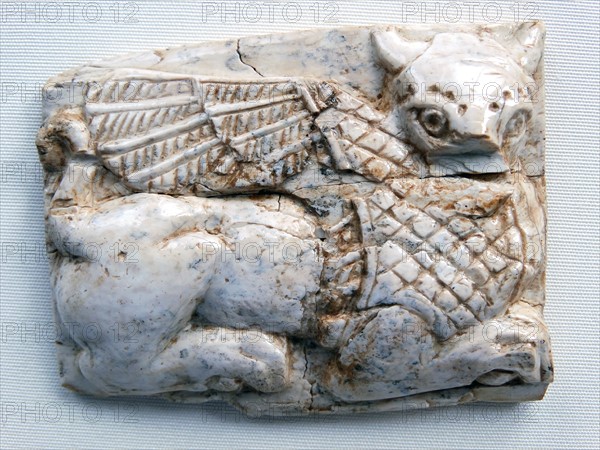 Ivory depicting a bull-headed sphinx