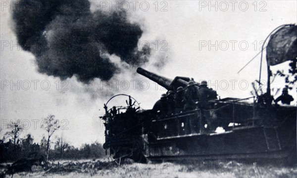 World war one: German artillery cannon in Belgium 1914