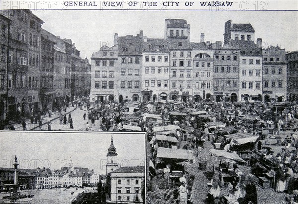 Antique print of the city of Warsaw
