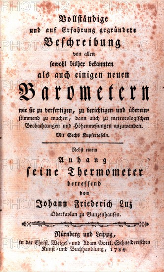 Title page for Barometern by Johann Friedrich Luz