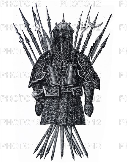 Engraving of a 14th Century Mongol armour
