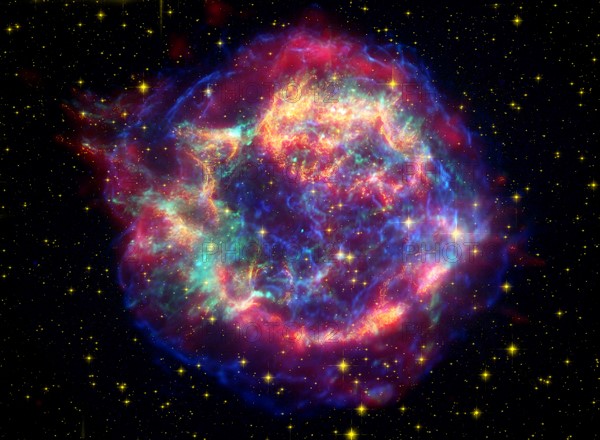 A false-colour image of Cassiopeia A