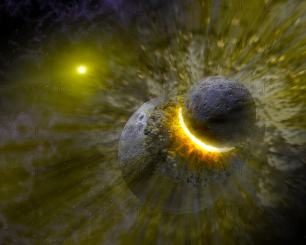 Artist concept of collisions in space