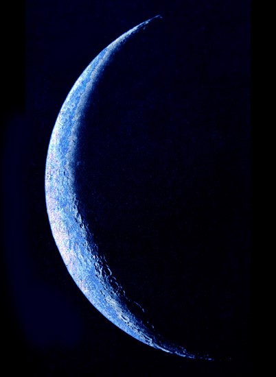 1930 Photograph from a telescope showing the moon with dark side