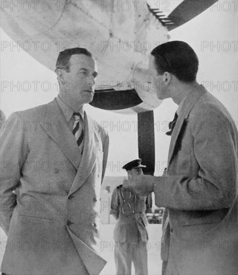 British colonial official talks with Lord Mountbatten Viceroy of India 1947