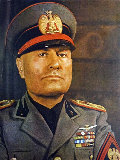 1930's uniformed portrait of Benito Mussolini