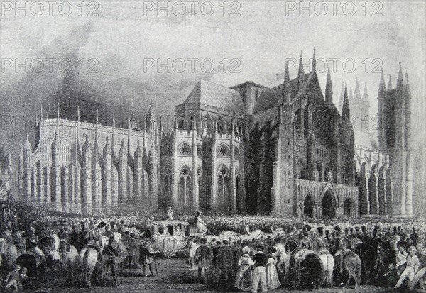 Coronation procession of King William IV and Queen Adelaide at Westminster Abbey