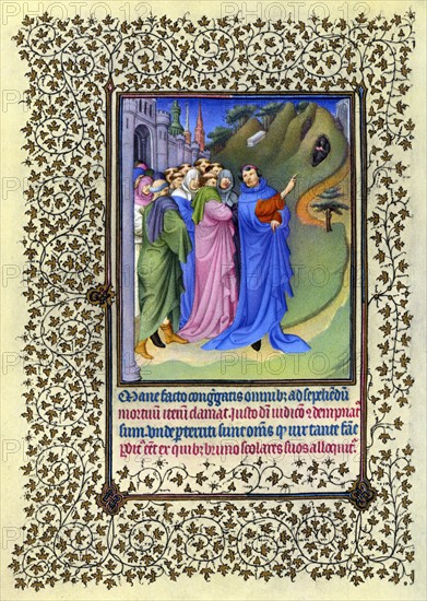 Illumination depicting the Story of Saint Bruno and the Grande Chartreuse from the Belles Heures of Jean de France