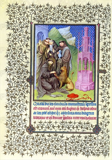 Illumination depicting the Story of Saint Jerome from the Belles Heures of Jean de France