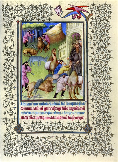 Illumination depicting the Story of Saint Jerome from the Belles Heures of Jean de France