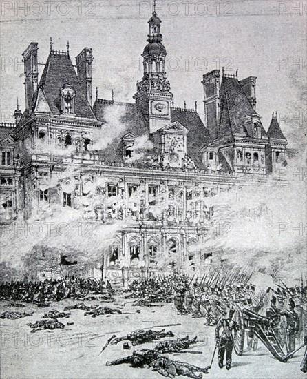 The Hotel de Ville of Paris during the Paris Revolution
