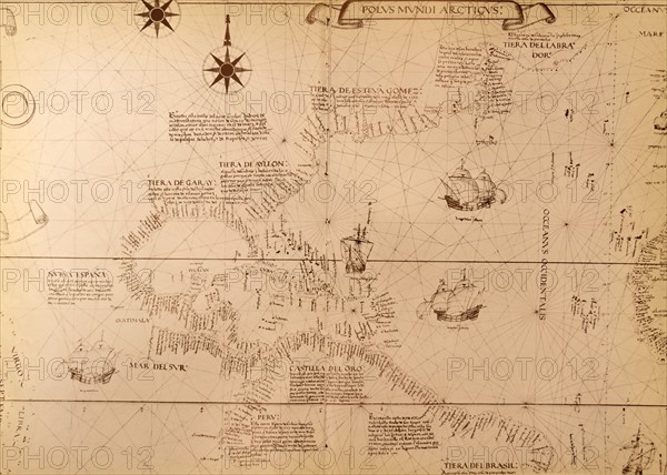 16th century Spanish map showing the Americas