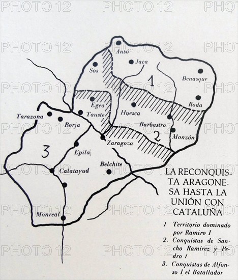 Map depicting 'The Reconquista' of the Kingdom of Aragon