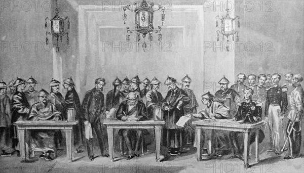 The signing of the Treaty of Tientsin