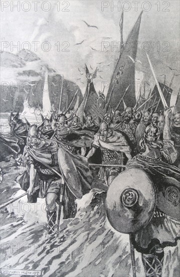 Illustration of the Northmen taking Possession of Iceland