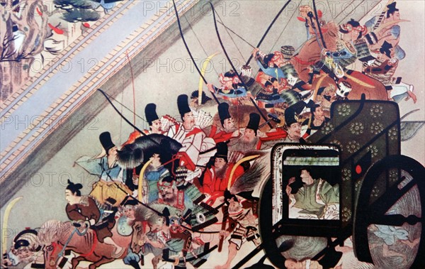 Print depicting the Abduction of Emperor Go-Shirakawa