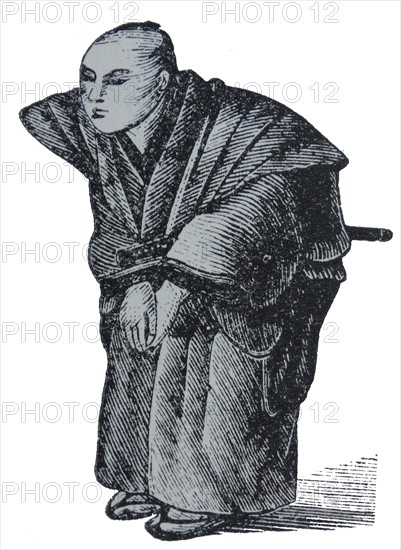 Illustration depicting a Samurai bowing