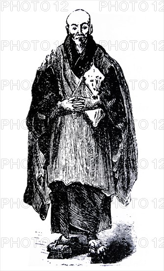 Illustration of a Buddhist priest in Japan