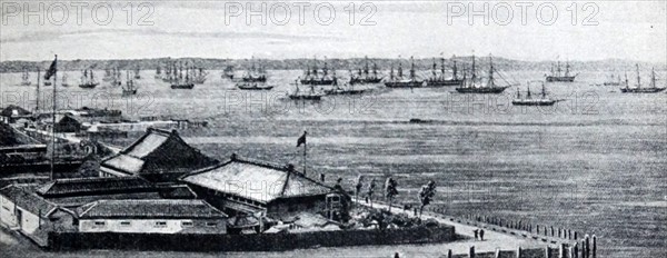 British Naval fleet off Yokohama in 1854