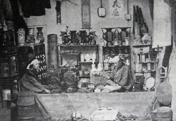 Man and woman in a shop in Tokyo