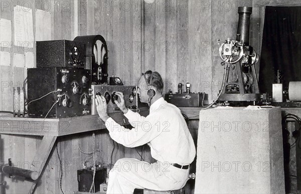 Joseph Lushene operating long-wave radio receiver