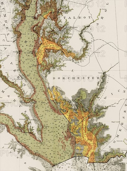 Section of map of Natural Oyster Grounds of Maryland