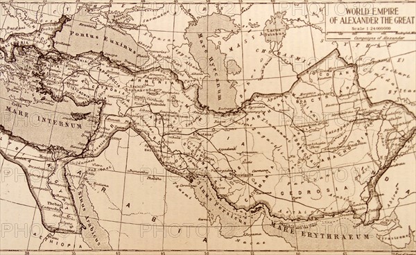 Map showing the empire of the Greek conqueror