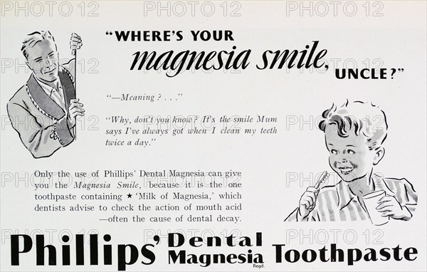 Advert for Phillips' magnesia toothpaste