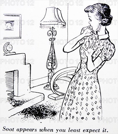 Cartoon showing that domestic soot appears when you least expect it
