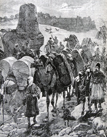 Traders crossing through silk road.