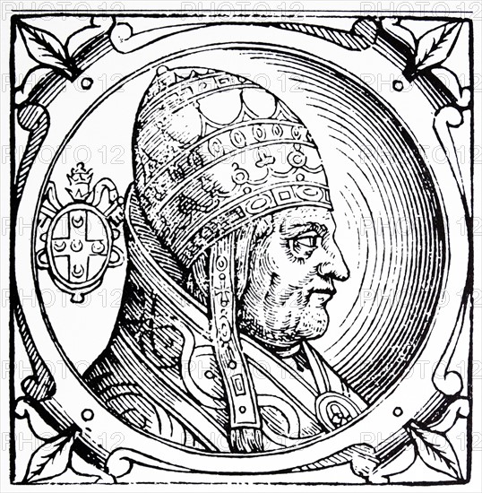 Engraving depicting Enea Silvio Bartolomeo Piccolomini