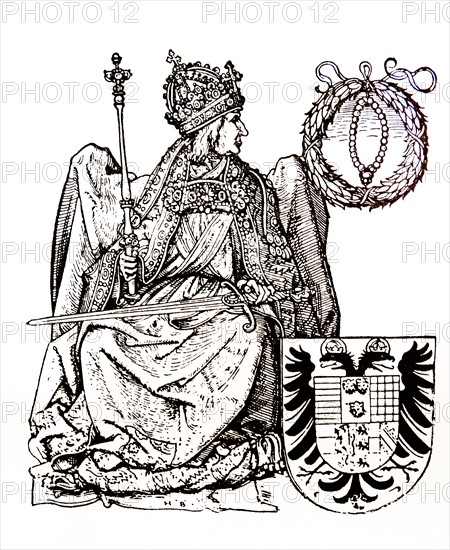 Woodcut depicting Frederick II