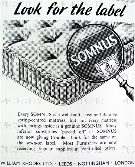 Advert for Somnus mattresses