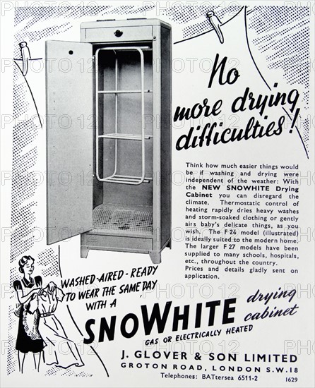 Advert for the 'new' SNOWHITE Drying Cabinet