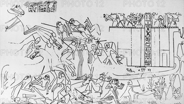 Ramesses II storming the Hittite fortress of Dapur