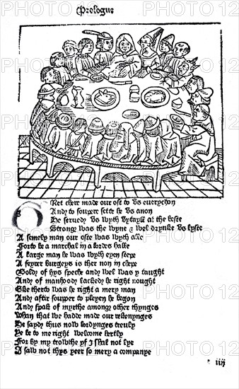 Pilgrims feasting on boar's head