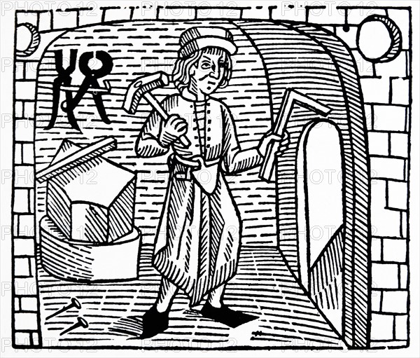 Woodcut of a blacksmith