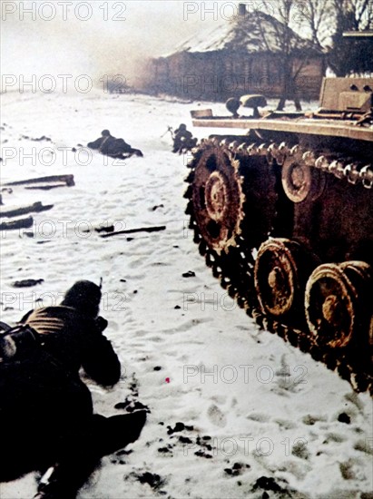 German soldiers in the vast Russian plains