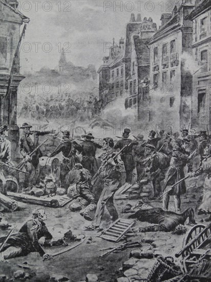 Fighting in the streets of Paris during the Revolution of February 1848