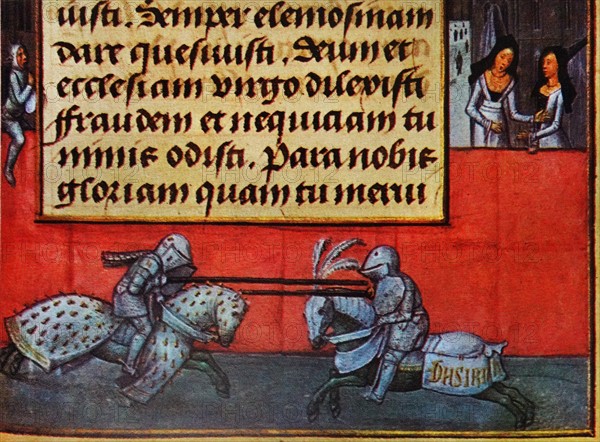 Marginal illustration of a tournament from a Book of Hours