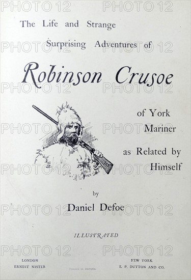 Illustration from a nineteenth century edition of 'Robinson Crusoe' a novel by Daniel Defoe.