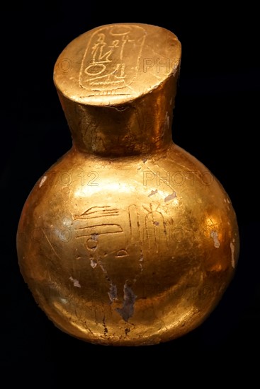 Three gilded wooden model containers inscribed with the name of Ramses II