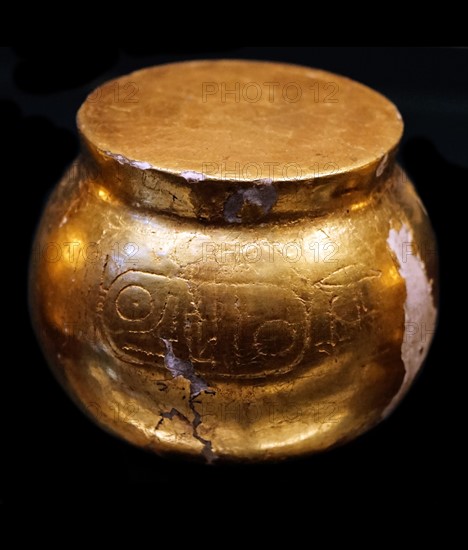 Three gilded wooden model containers inscribed with the name of Ramses II