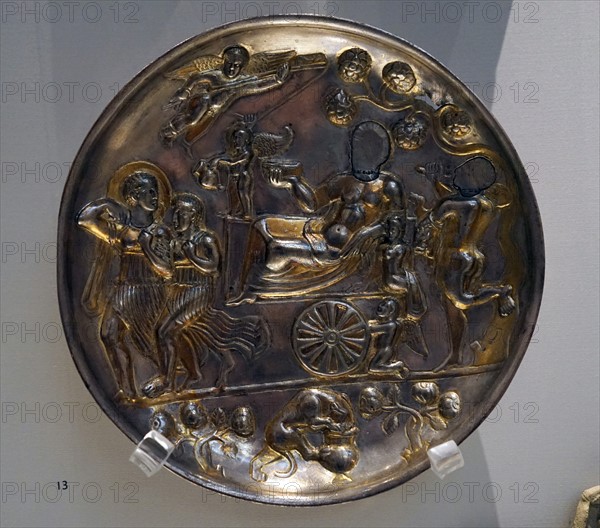 Silver plate depicting Dionysos