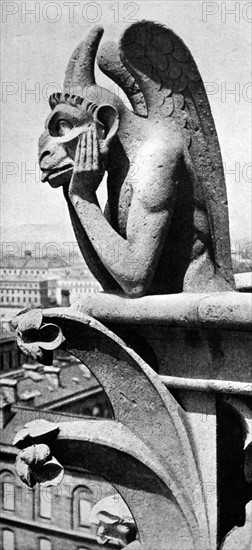 the Gargoyles on the west front of the Cathedral of Notre-Dame