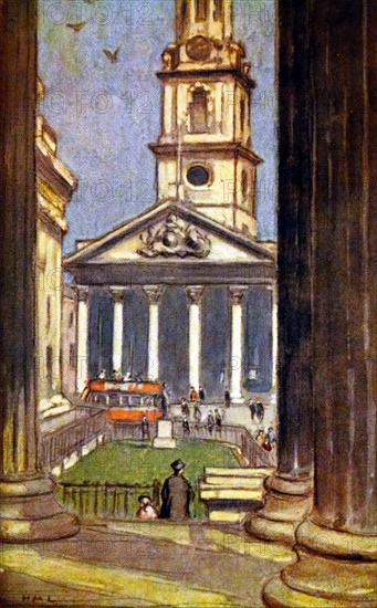 Coloured sketch of St Martin-in-the-Fields