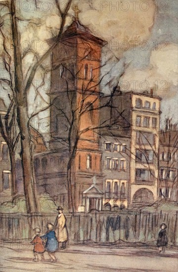 Coloured sketch of St Patrick's Church