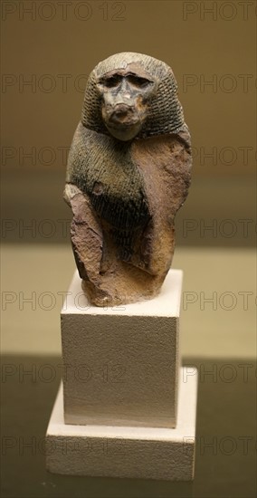 Glazed stone figurine of the Egyptian god Thoth